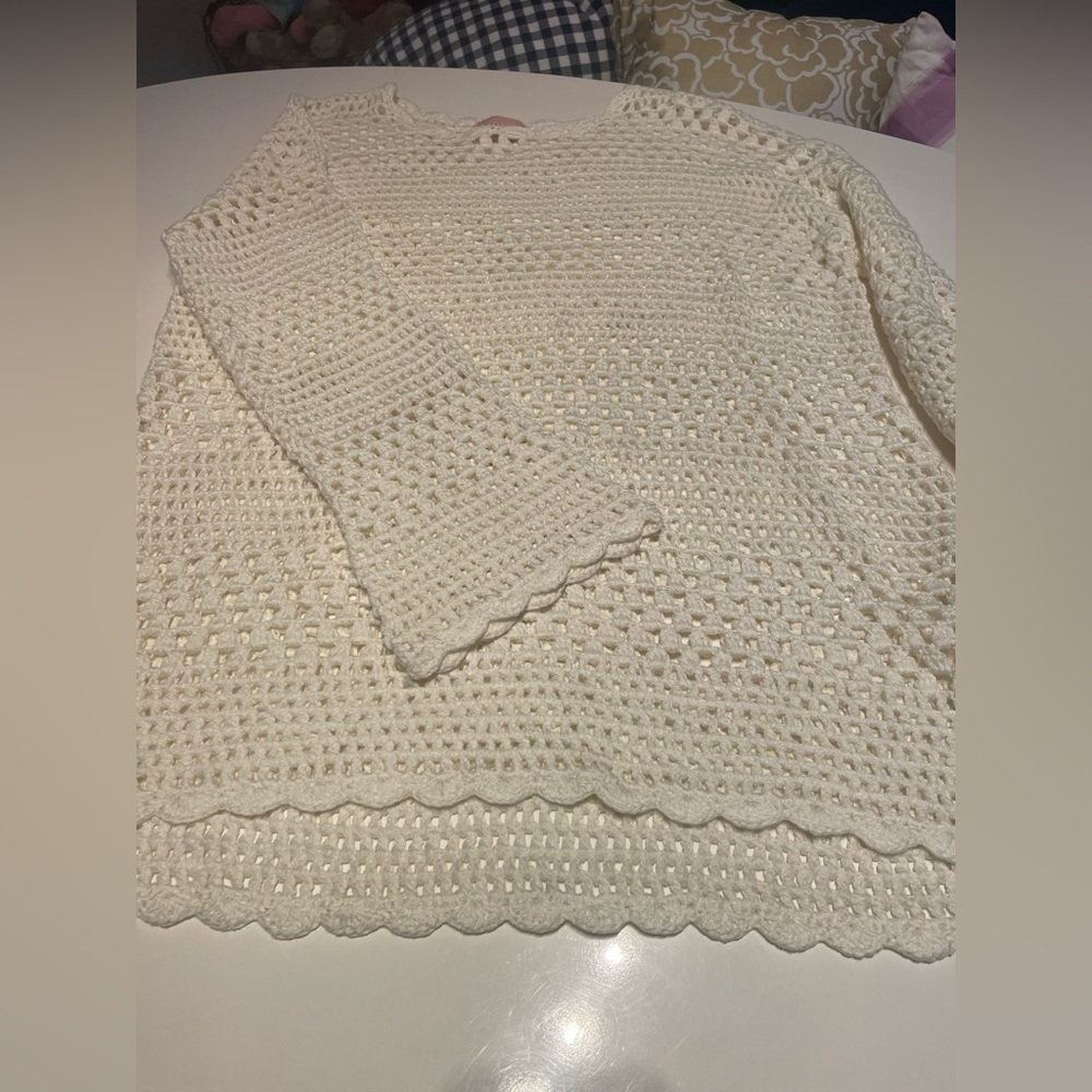 Show Me Your MuMu Paula Pullover White Crochet Cover Up Size Small